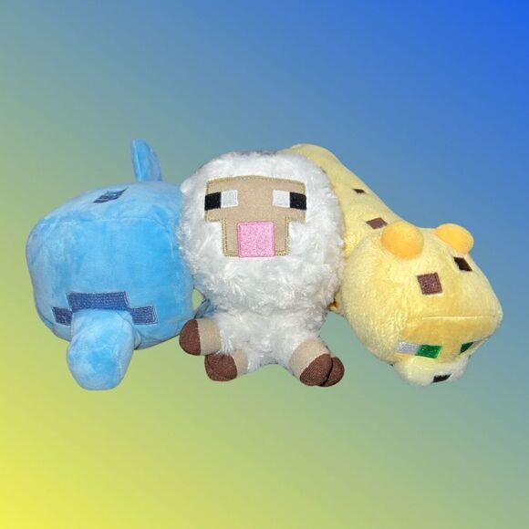 4 Minecraft Game Plush Stuffed Animal Creepee Ocelots Jinx Whale Sheep Mojang - Picture 3 of 7